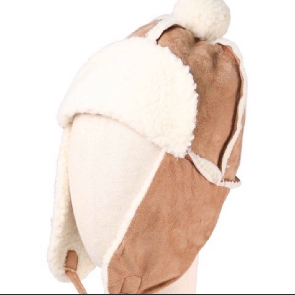 Sherpa lined Faux Suede Ear Flap Hat